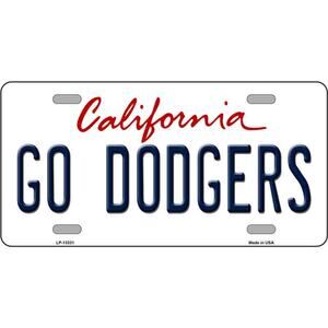 MLB Go Dodgers License Plate Tag Metal Los Angeles White Wall Sign CA New Series
